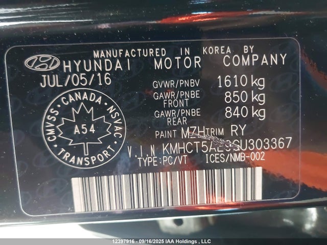 Hyundai dohc gdi gamma 2016 KMHCT5AE9GU303367 Image 18