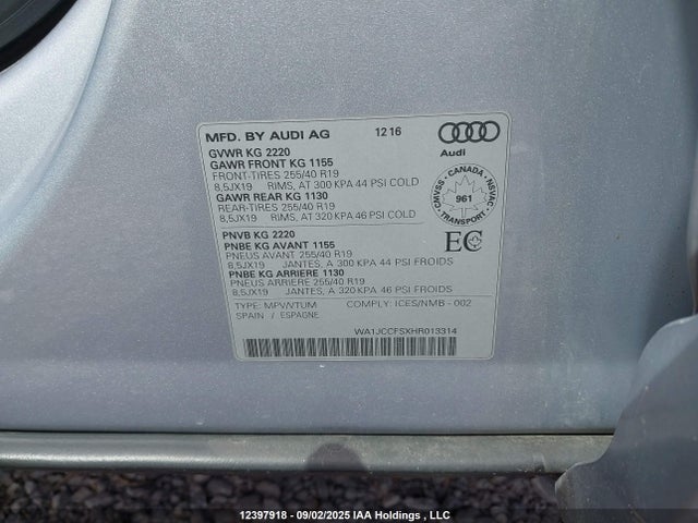 WA1JCCFSXHR013314 Audi Q3