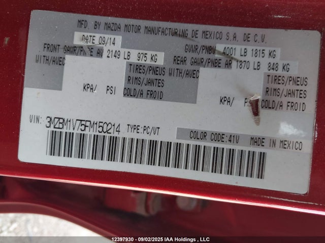 Mazda pe 2015 3MZBM1V75FM150214 Image 9