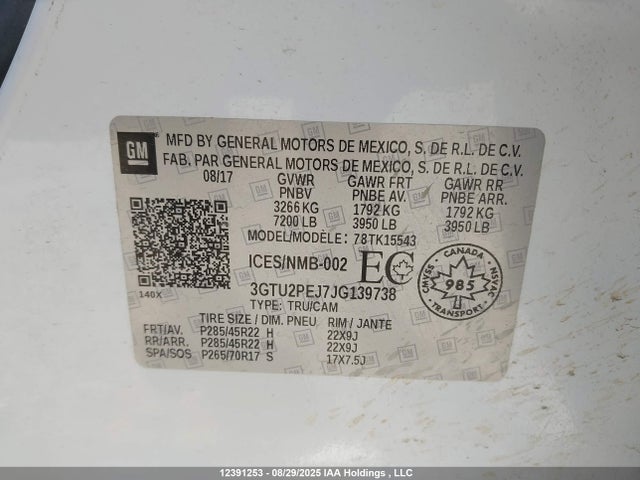 3GTU2PEJ7JG139738 GMC l86 - sidi: spark ignited direct injection, vvt: variable valve timing, afm, e85 max, alum