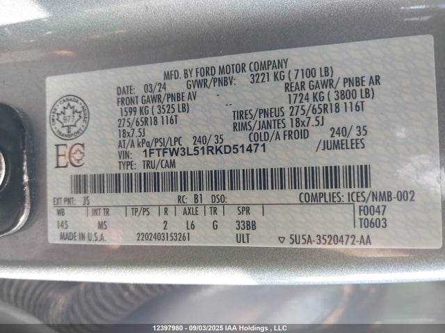 1FTFW3L51RKD51471 Ford 5.0l-4v