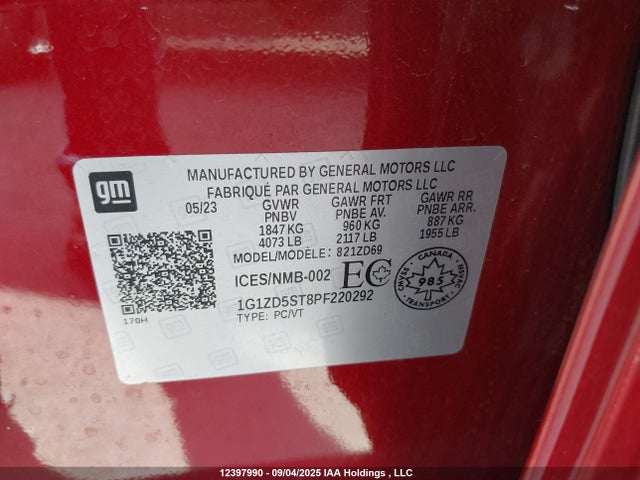 1G1ZD5ST8PF220292 Chevrolet lfv