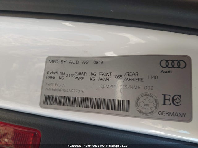 WAUANAF49KN017016 Audi S4