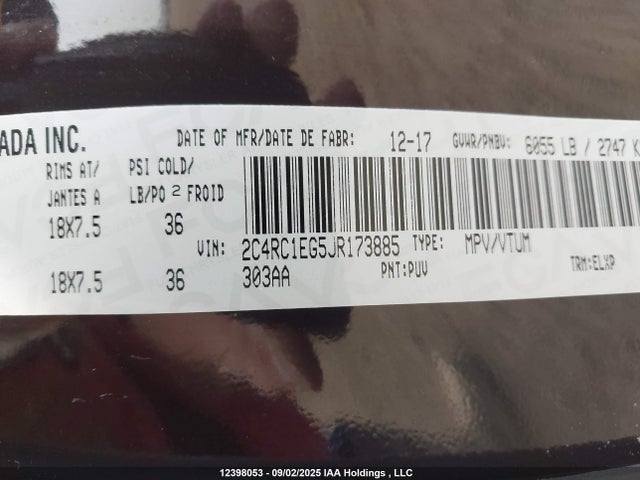 2C4RC1EG5JR173885 Chrysler Pacifica