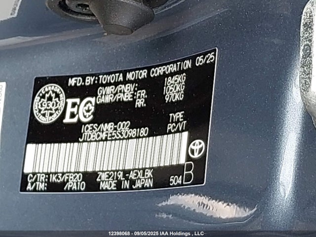 JTDBCMFE5S3098180 Toyota 2zr-fxe