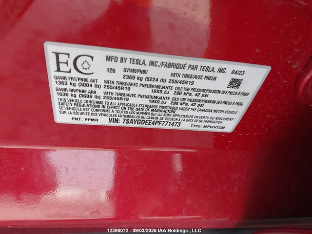 7SAYGDEE4PF771473 Tesla 2023