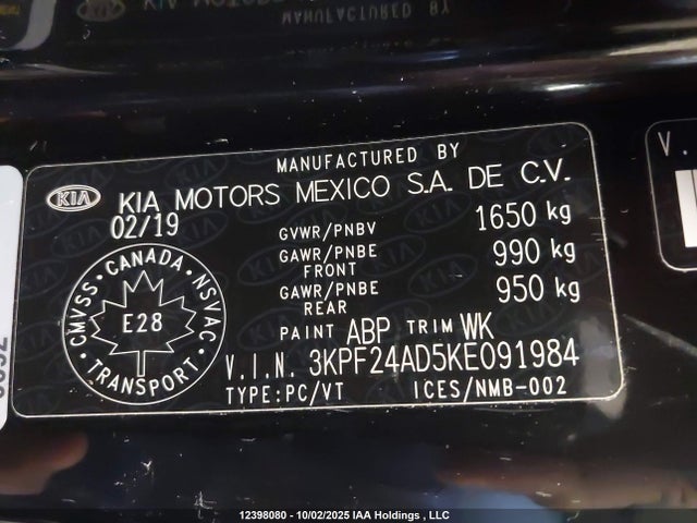 3KPF24AD5KE091984 KIA mpi nu