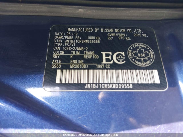 JN1BJ1CR3KW339358 Nissan ROGUE SPORT