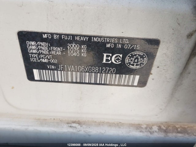 JF1VA1G6XG8812720 Subaru 2.0 dib turbo