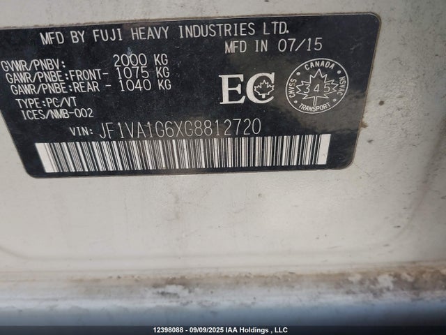 JF1VA1G6XG8812720 Subaru 2.0 dib turbo