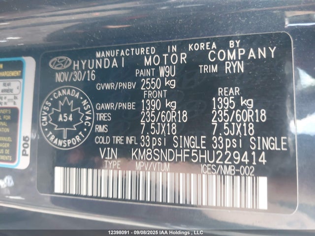 KM8SNDHF5HU229414 Hyundai gdi lambda ii
