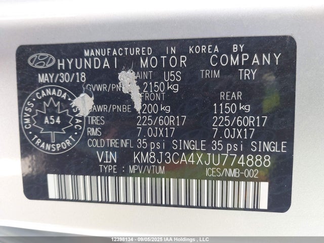 KM8J3CA4XJU774888 Hyundai gdi nu