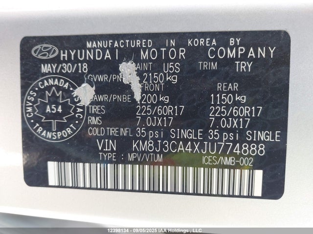 KM8J3CA4XJU774888 Hyundai gdi nu