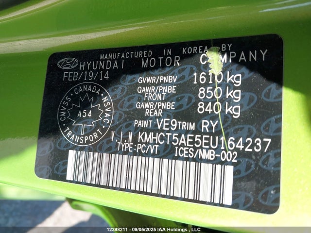Hyundai dohc gdi gamma 2014 KMHCT5AE5EU164237 Image 9