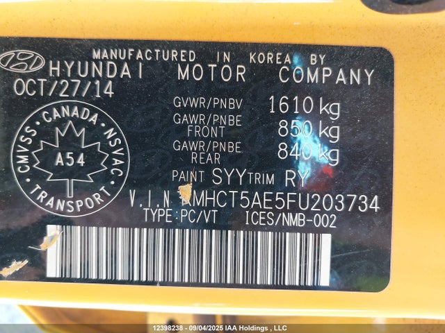 KMHCT5AE5FU203734 Hyundai dohc gdi gamma
