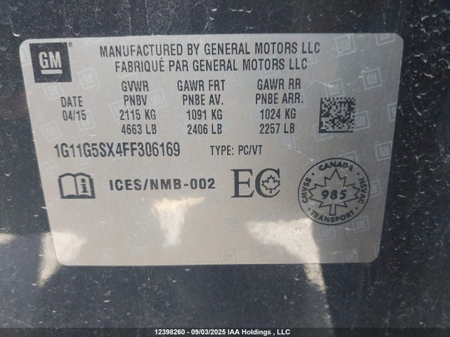 1G11G5SX4FF306169 Chevrolet ltg
