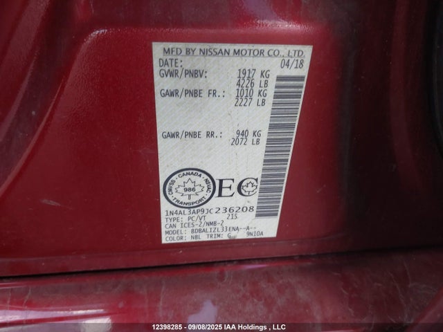 1N4AL3AP9JC236208 Nissan Altima
