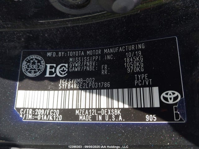 5YFB4RBE2LP031786 Toyota m20-fks