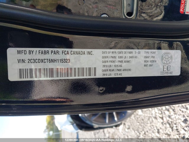 Dodge 2022 2022 2C3CDXCT6NH115323 Image 9
