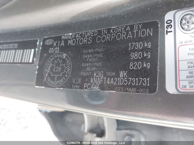 KIA dohc mpi theta ii 2013 KNAFT4A21D5731731 Image 9