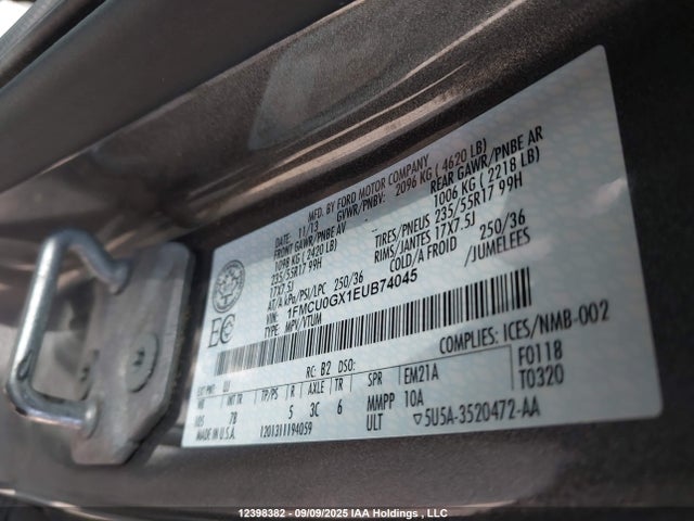 Ford 2014 2014 1FMCU0GX1EUB74045 Image 9
