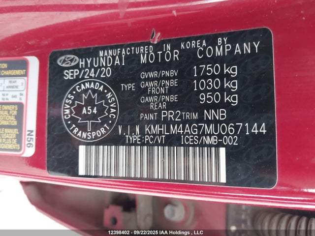 KMHLM4AG7MU067144 Hyundai mpi nu pe