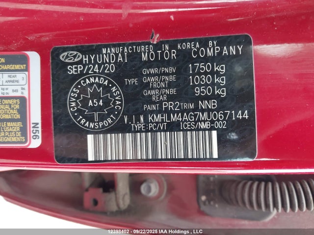 KMHLM4AG7MU067144 Hyundai mpi nu pe