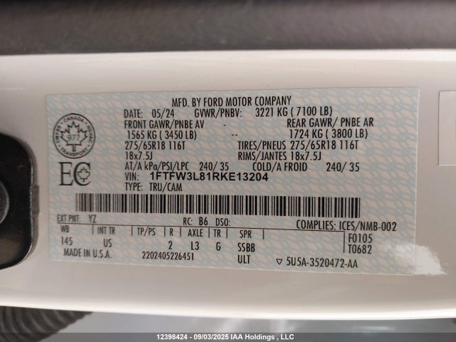 1FTFW3L81RKE13204 Ford gtdi