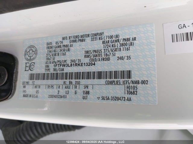 1FTFW3L81RKE13204 Ford gtdi