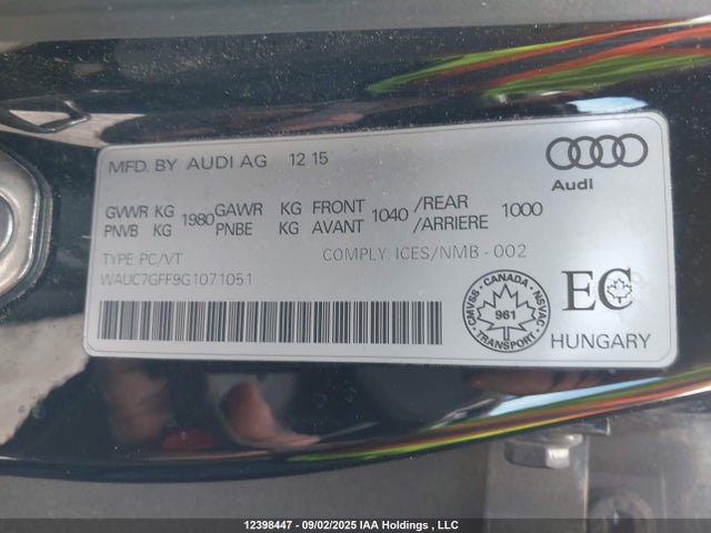 Audi A3 2016 WAUC7GFF9G1071051 Image 9