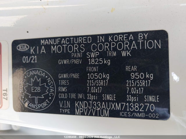 KNDJ33AUXM7138270 KIA mpi nu