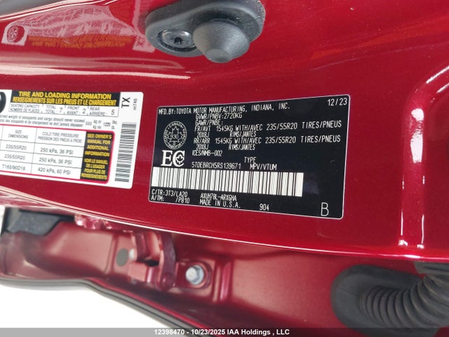 12398470 :رقم المزاد ، 5TDEBRCH5RS139671 vin ، 2024 Toyota Highlander Hybrid Limited/hybrid Platinum مزاد بيع