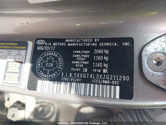 5XXGT4L3XJG211290 KIA gdi