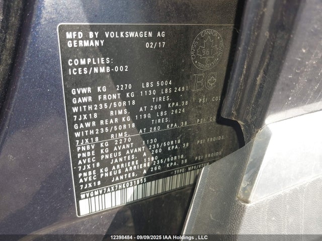 WVGMV7AX7HK031555 Volkswagen Tiguan