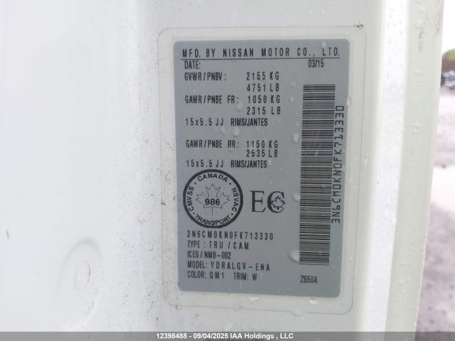 Nissan NV200 2015 3N6CM0KN0FK713330 Image 9