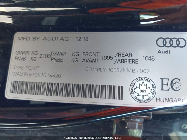 Audi A3 2019 WAUJEGFF2K1018620 Image 19