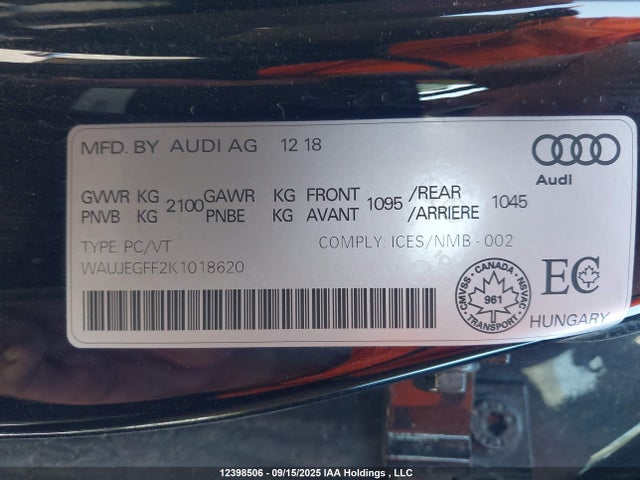 Audi A3 2019 WAUJEGFF2K1018620 Image 9