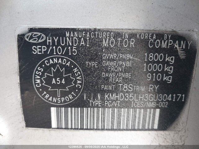 KMHD35LH3GU304171 Hyundai dohc gdi nu