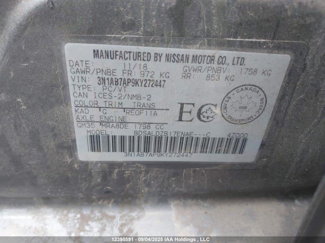3N1AB7AP9KY272447 Nissan Sentra