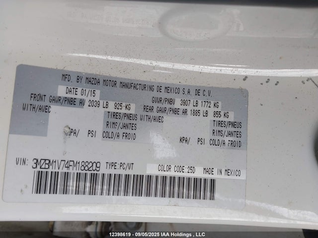 3MZBM1V74FM188209 Mazda pe