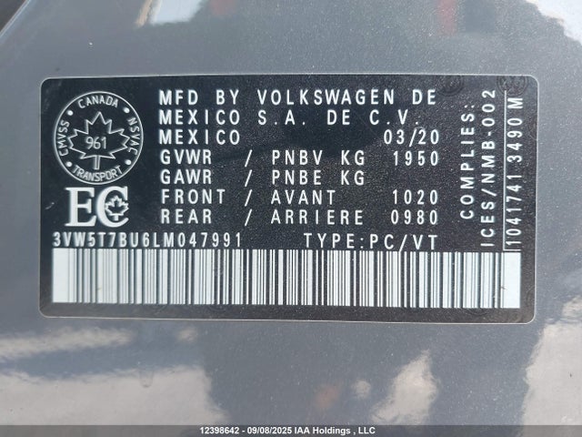 3VW5T7BU6LM047991 Volkswagen 2.0 tsi