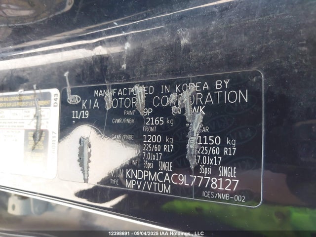KNDPMCAC9L7778127 KIA gdi theta ii