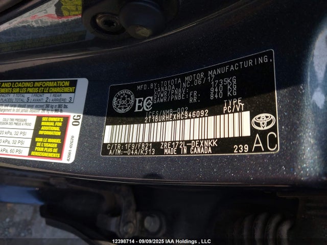 Toyota 2zr-fe 2017 2T1BURHEXHC946092 Image 9
