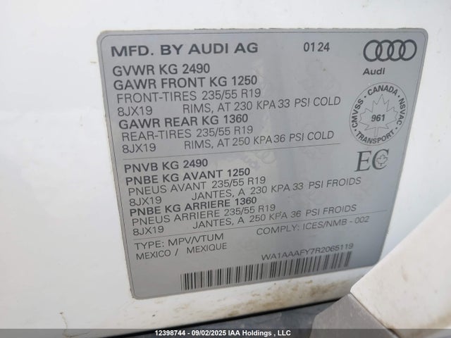 WA1AAAFY7R2065119 Audi 40 tfsi (2.0t)
