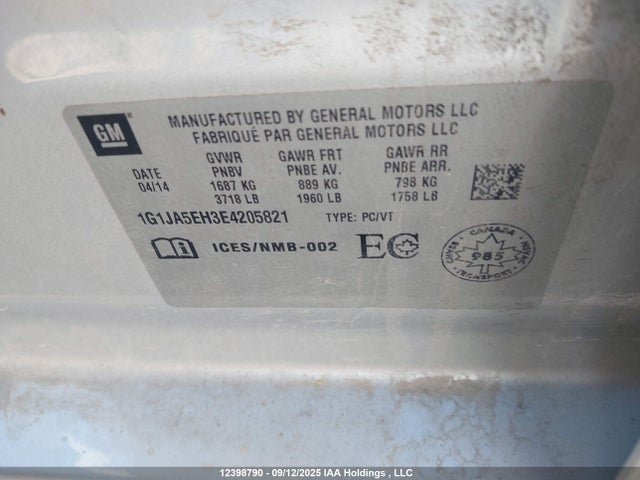 1G1JA5EH3E4205821 Chevrolet luw