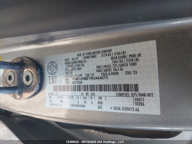 1FMCU9MZ1RUA64273 Ford dura d4 ivct atk