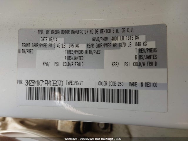 3MZBM1K71FM139070 Mazda pe