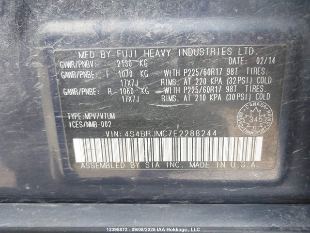 Subaru Outback 3.6r Limited 2014 4S4BRJMC7E2288244 Image 18