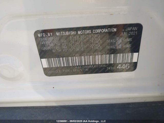 JA4AJVAW8MU607306 Mitsubishi mivec