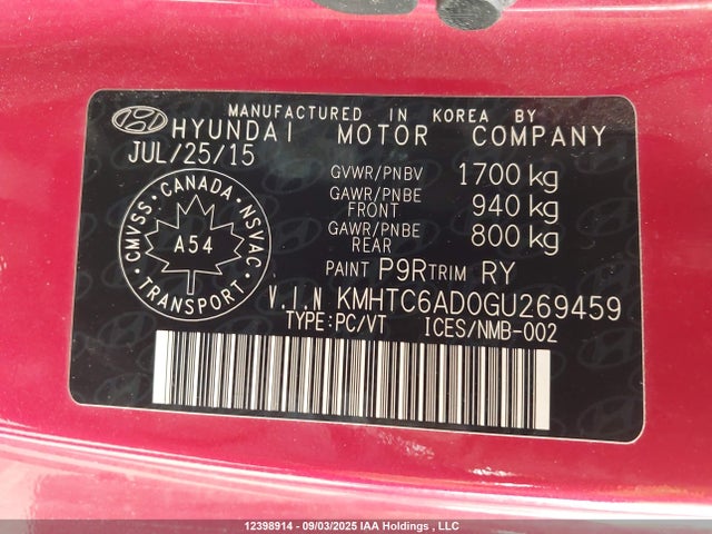 KMHTC6AD0GU269459 Hyundai dohc gdi gamma
